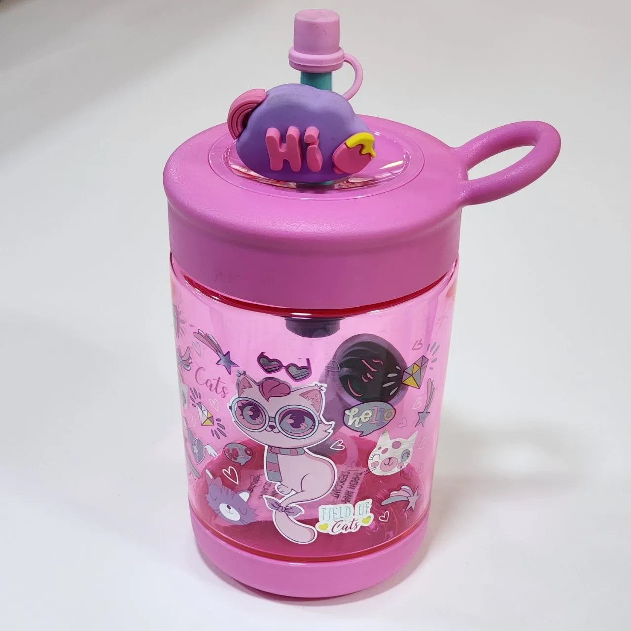 قمقمه فانتزی نی دار گربه برند اسکول فنس 500 میلی لیتر