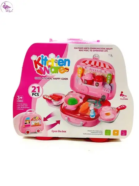 9966/1 آشپزخانه کیفی 21 تکه چرخ دار بزرگ صورتی برند kitchen ware