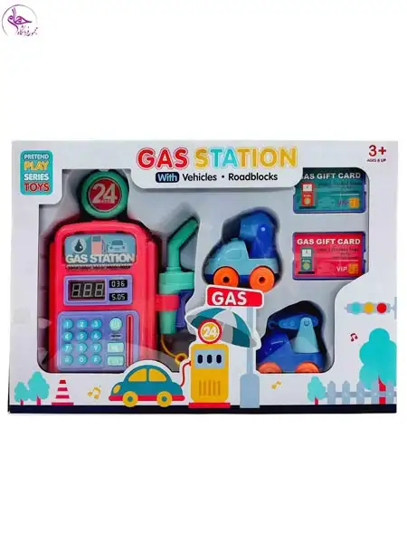 دستگاه جایگاه سوخت با ماشین و کارت سوخت رنگ قرمز