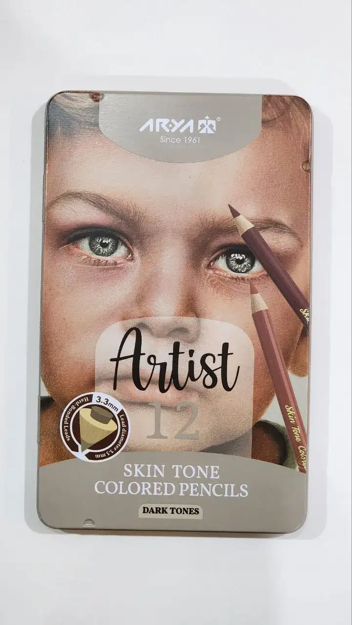 مداد رنگی آریا آرتیست ۱۲ رنگ پوست تیره جعبه فلزی