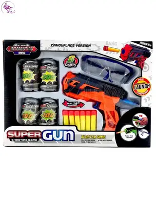 تفنگ تیر فومی و عینک دار سیبل بشکه ای کد 1122 برند SUPER GUN
