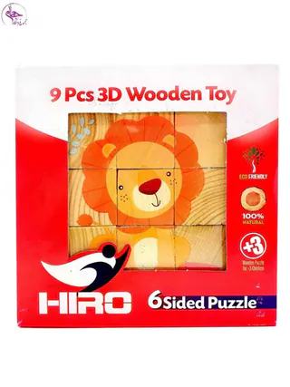 پازل 6 وجهی چوبی مدل حیوانات وحشی برند hiro