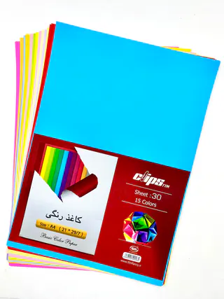 کاغذ رنگی A4 در 15 رنگ 30 برگ کلیپس
