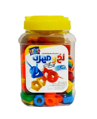 نخ و مهره رنگی 100 عددی جعبه قوطی قلقلک